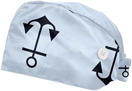 2 komada Unisex Bouffant kape s tipkama za povezivanje kapta sa duksevima za žene za žene, morski morski uzorak