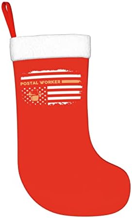 QG ZZX Poštanska radnička zastava Božićne čarape Xmas Čarape Kamin Viseće čarapa 18 inča Dekoracija
