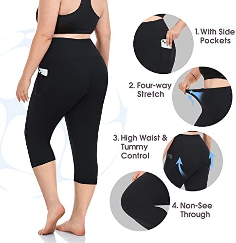 Morefeel Plus Size helanke za žene sa džepovima-rastezljive X - 4xl trbuščić control trening visokog