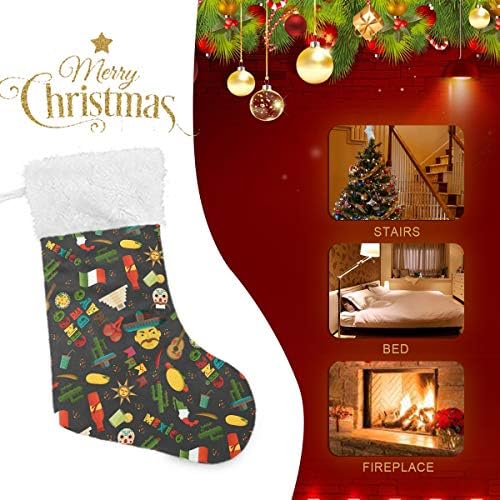 Pimilagu Lat stil crni božićne čarape 1 pakovanje 17.7 , viseći čarape za božićnu dekoraciju