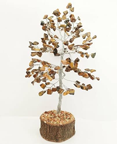 Nidesh Bealing Crystal Tree Tiger Eye Chakra Tree of Life Bonsai Money Tree Silver Widegen Drveni