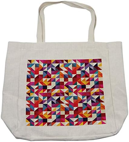 Ambesonne geometrijska torba za kupovinu, geometrijski uzorak u stilu Bauhaus sa Patchwork-om trokutastih