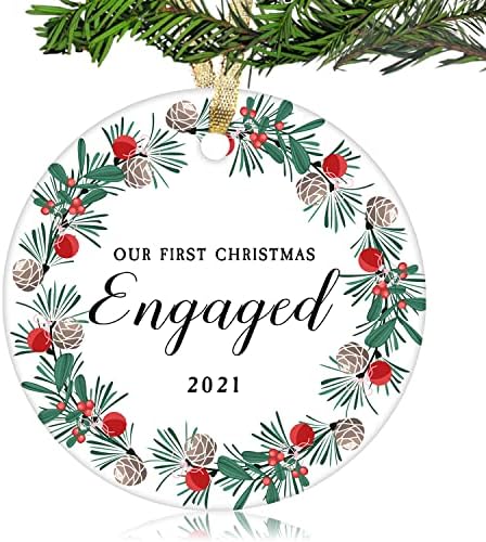 Nurions Naši prvi božićni angažirani ukrasi 2021 - Božićni ukras vjenčanja poklon za par novowed oženjen -