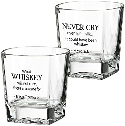 Lillian Rose Set od 2 Whisky naočare sa niskim kuglicama sa poznatim citatima, Crna