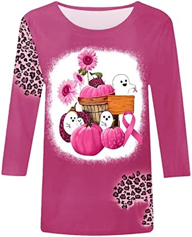 Halloween casual bluze Žene 3/4 rukava od čamca vrat bundeve duh cvjetni kawaii rak dojke, dame b4