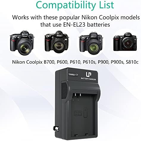 LP EN-EL23 punjač za baterije za Nikon EN-EL23 i Nikon Coolpix B700, P600, P610, P610S, P900, P900S, S810C