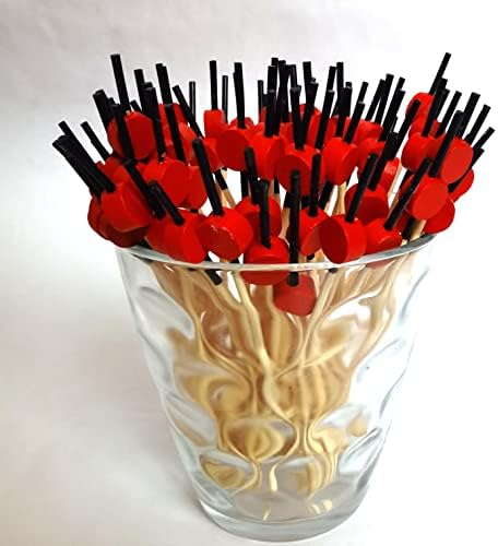 200kom Crni štapići Crveni ravni okrugli čačkalice za predjela čačkalice drveni ukrasni koktel bira