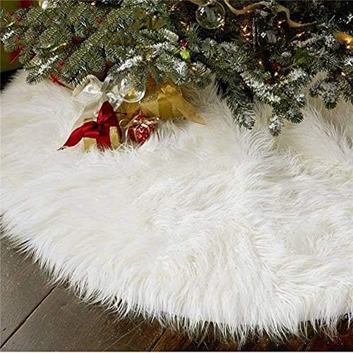 Aiseno 48 inčni božićni drvsko plišano ukrašavanje suknje za sretnu božićnu zabavu Faux krzno ukrasi
