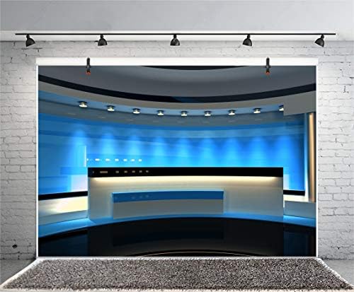 Leyiyi 10x8ft news Broadcast Hall Backdrop Recetation Desk moderni kancelarijski enterijer program rekord prednji