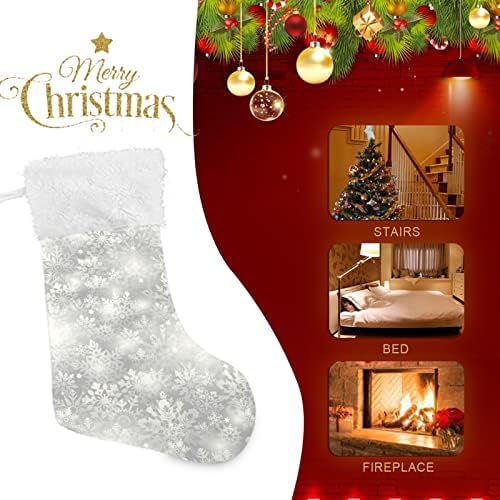 Alaza Božićne čarape Bijeli snježni pahulji klasični personalizirani veliki ukrasi za čarape za