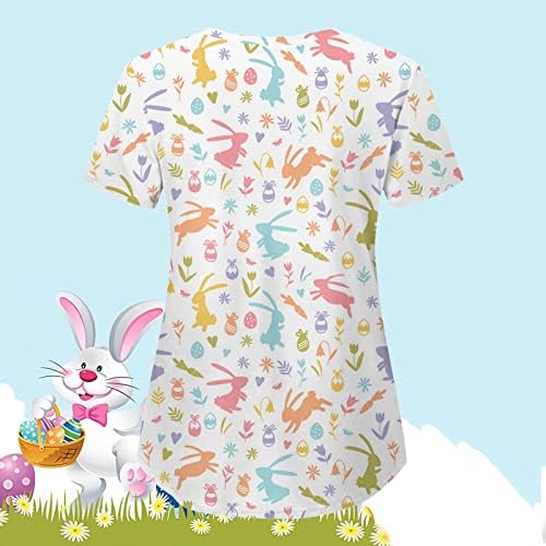 Ležerne majice Žene Žene Ležerne prilike Easter Bunny Ispiši džep s kratkim rukavima Loop V V Ret Ženski dugog