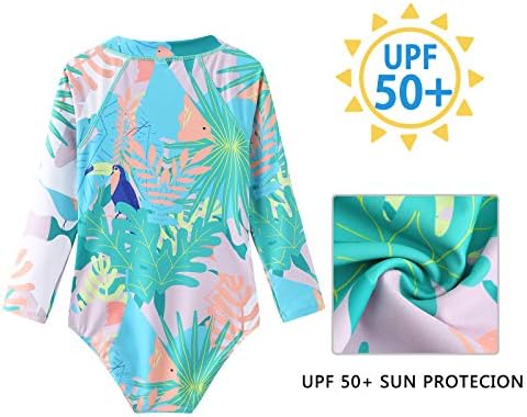 Moon Tree djevojke Jednodijelni kupaći kostimi dugi rukavi osip Guard Zipper prednji kupaći kostim UPF 50+