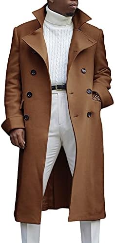 Ebifin muški zarezni rever sa dvostrukim grudima dugim kaputom, ležerni pamučni mješavina pamuka