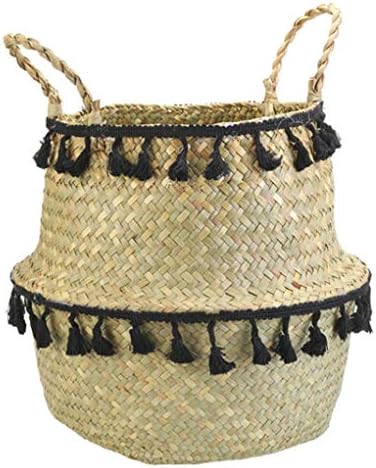 Wionc ručno izrađene bambusove košare morske trave WIcker Basket Vrt cvjetni lonac za pranje rublja posuda za