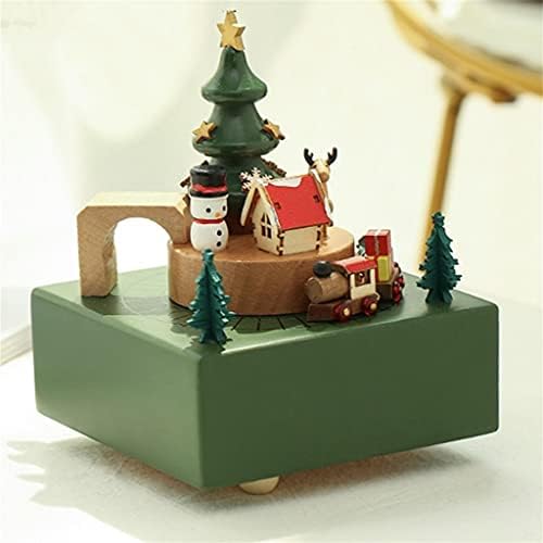 TFIIEXFL Wood Carousel Božićna muzička kutija Poklon Početna Pokretanje Retro drvena dekoracija Muzička