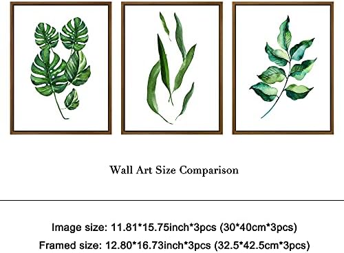 Pyradecor Naturalwood uokviren zeleni listovi Canvas Zidno umjetnost Sažetak akvaretne slike