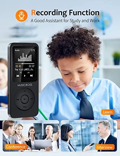 MUSICROSS Bluetooth 5.2 MP3 MP4 32GB MP3 za djecu, ugrađeni HD zvučnik/fotografija/Video / FM/diktafon/čitač