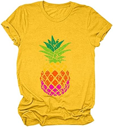 Čvrsta Vježba Tops žene bluza za žene Casual ananas štampanje košulje okrugli vrat kratki