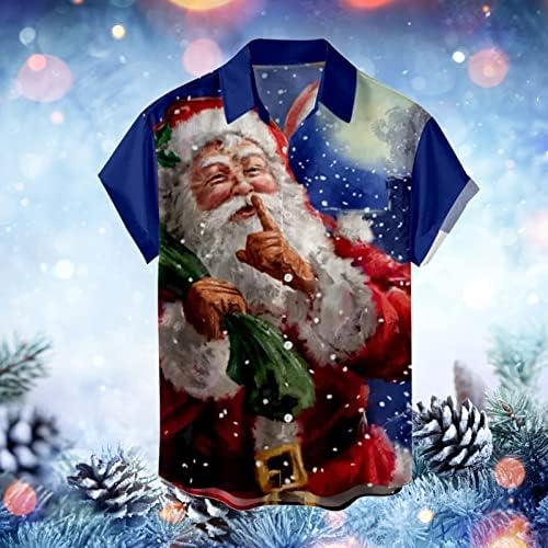 Ubst božićne majice za muške, smiješne 3D Xmas Santa Claus tiskani vrhovi kratkih rukava dolje Kućna zabava