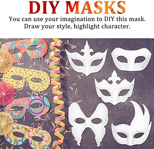 Ioffiersuper 40 Papip papir Mardi Gras Mask Plain White Masquerade Mask DIY poluoče papir Masquerade maske