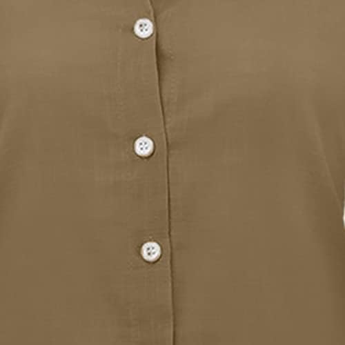 Bluze za ženske ležerne tipke s dugim rukavima prema dolje vrhovi Womens V izrez čvrste šifonske