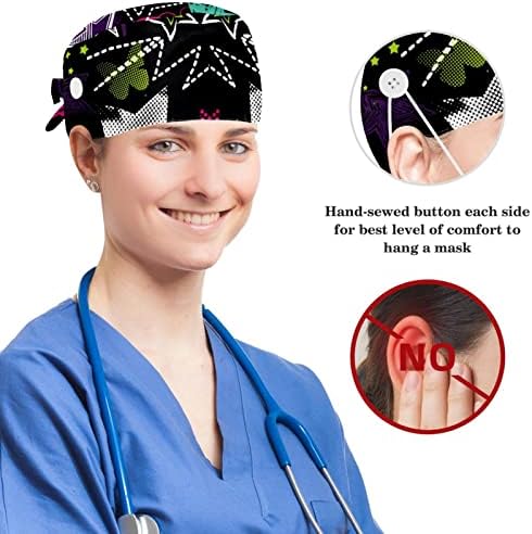 Yoyoamoy Podesiva radna kapa sa gumnim pamučnim duksevima Engleska hirurška kapa za žene za žene