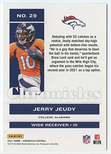 2021 Panini Hronike 29 Jerry Jeudy Denver Broncos NFL fudbalska trgovačka kartica