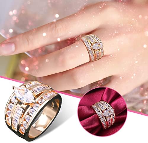 Zaručnički Prsten Umetnut Modni Popularni Ženski Cirkon Nakit Bakarni Poklon Prstenovi Odgovarajući Prstenovi