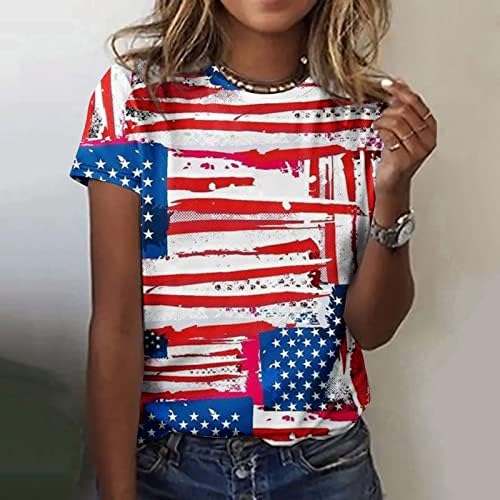 Bluze s kratkim rukavima za djevojke Jesen Ljetna posada USA zastava zastava suncokret cvjetni grafički
