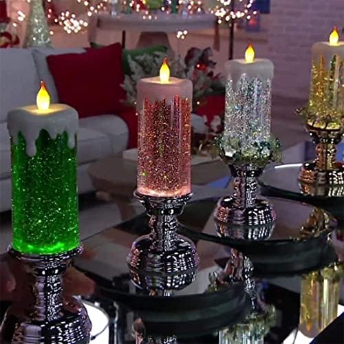 Kayseun LED Božić sveće sa postoljem, Božić dekoracije USB punjiva vodootporan Božić vrtložni Glitter