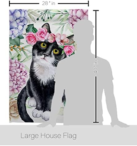 Breeze Decor Cloral Tuxedo Cat House Zastava za zastavu Kitte Miow Spojnik PAW krzno ljubimac Nature Farm