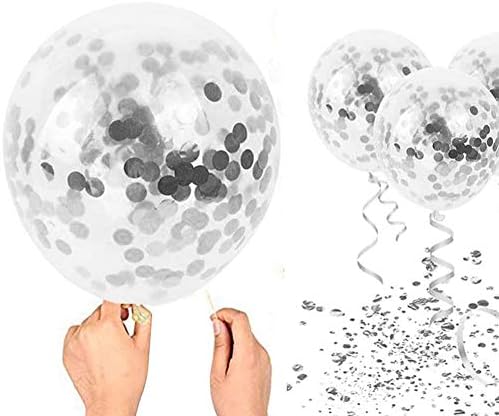 Metalni srebrni biser Bijeli set Confetti Balloons, 12 inča Latex Glitter Balloons Birthday