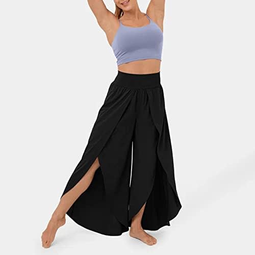 Žene Flowy Split Široke hlače za noge visoke struke joga hlače Baggy Hippie Pilates hlače Boho Beach Plus