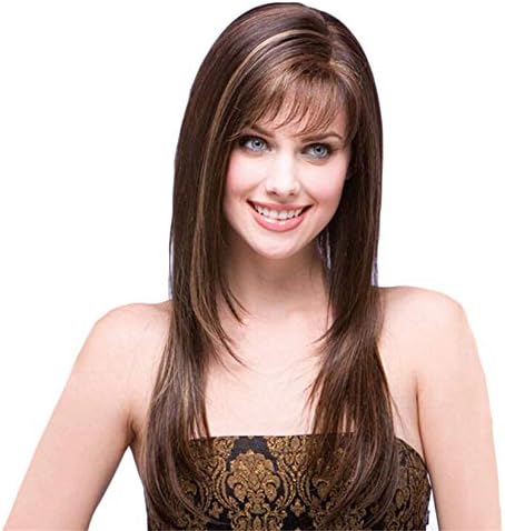 Andongnywell ženske duge ravne smeđe perike perike za žene Sintetička kosa puna perika otporna na toplotu