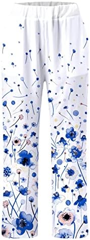 Ljetne Ležerne pamučne platnene pantalone za žene široke pantalone sa ravnim nogavicama visokog