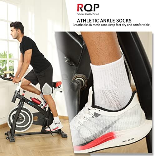RQP muške pamučne čarape za gležnjeve veličina 9-12 atletske prozračne niske radne čarape četvrtina dužine
