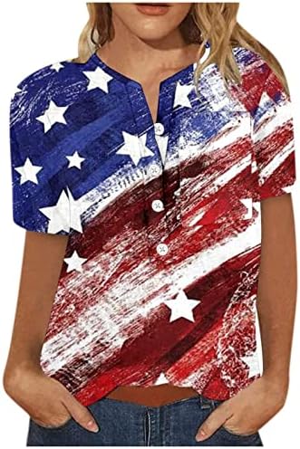 ZEFOTIM 4. jula košulje žene 2023 3/4 rukav O vrat Ležerne ljetne trendi bluze sa američkom zastavom