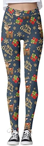 Tajice za ženski povremeni božićni uzorak rastezanje visokog struka cvjetne tiskane hlače Yoga Božićne hlače za