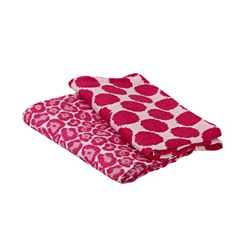 Bacati Ikat Pink / Grey 4 Crib set sa 2 muslinske deke, krevetić i čvrstim krevetom sa postavljenim
