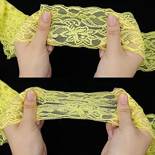 Elastična čipka 10 metara Žuta čipka traka cvjetni uzorak rastezljiva čipka tkanina za šivanje,