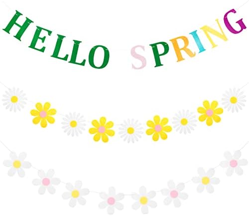 3 komada Pozdrav proljetni baneri Proljetni cvjetni banner Garland Dekoracija, proljetne tratinčice vijenca