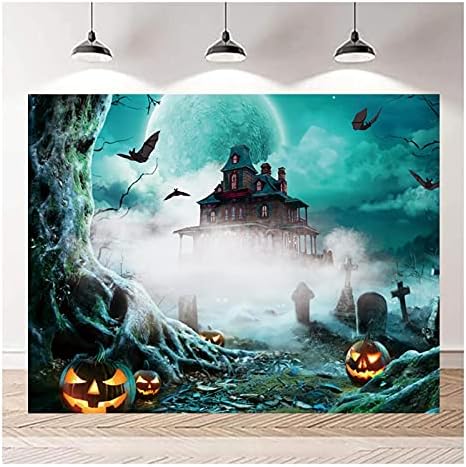Halloween Photo Backdrop akvarel bundeva bundeva strašno groblje dvorac Noć pun mjesec fotografija pozadina
