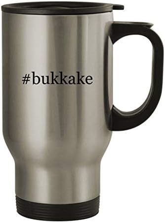 Knick klackani pokloni bukkake - 14oz hashtag od nehrđajućeg čelika putnička kafa, srebrna