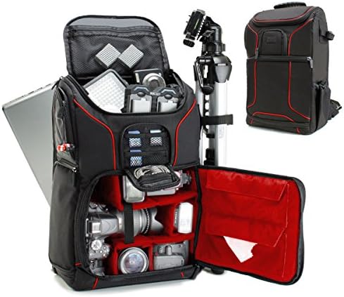 USA GEAR DSLR torbica za ruksak kamere - pretinac za Laptop od 15,6 inča, podstavljeni razdjelnici