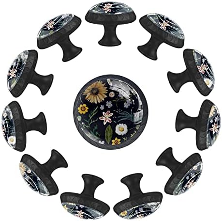 12 komada crne Crabe sive pozadinske staklene dugmad za Komode, 1,37 x 1,10 u okruglim kuhinjskim
