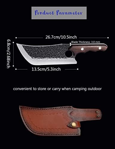 DRGSKL set noža za kampiranje-ručni kovani Viking nož sa kožnim omotačem i ručni kovani nož za sečenje mesa sa
