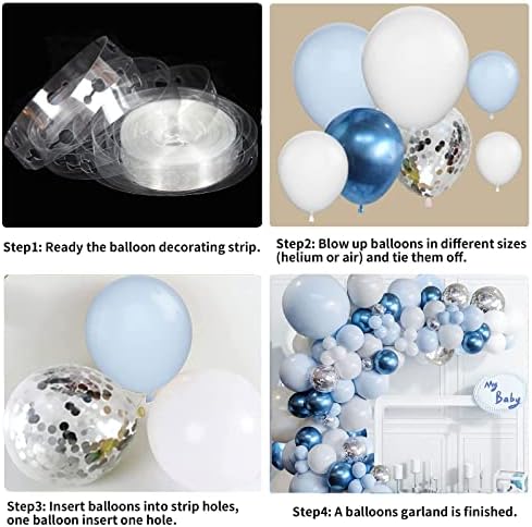 Plavi balon Garland Arch Kit, metalik plavi bijeli i srebrni konfeti baloni za bateks za tuširanje za