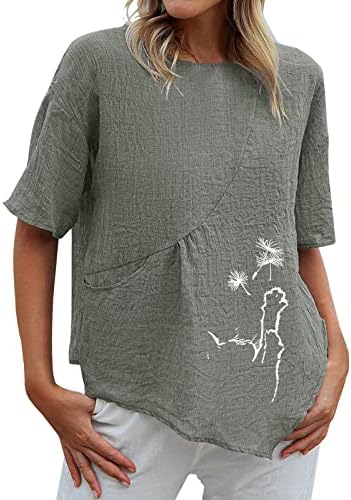 Jedinstvene grafičke majice Ženske tiskarske košulje kratkih rukava pamučna posteljina za bluzu za bluzu