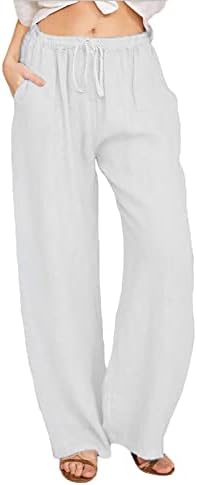 Juniors Gauze posteljine hlače Lounge hlače labavi fit ruched flare široko noga papir elastične struke ravne