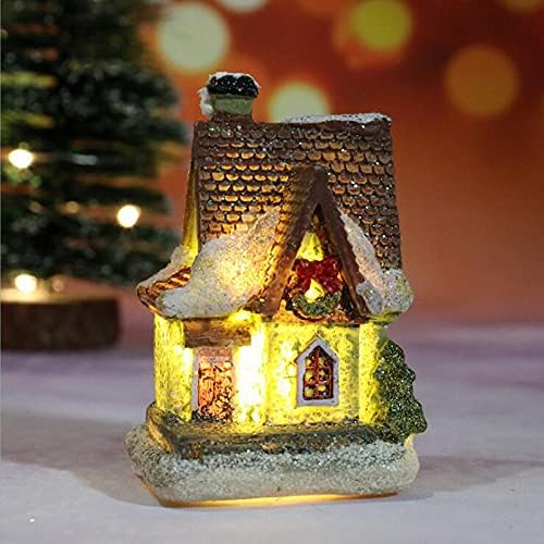 Toyvian Božićno osvijetljeno seoska kuća: 4kom Osvijetlite smolu Božićna kuća selo LED odmor Božićni